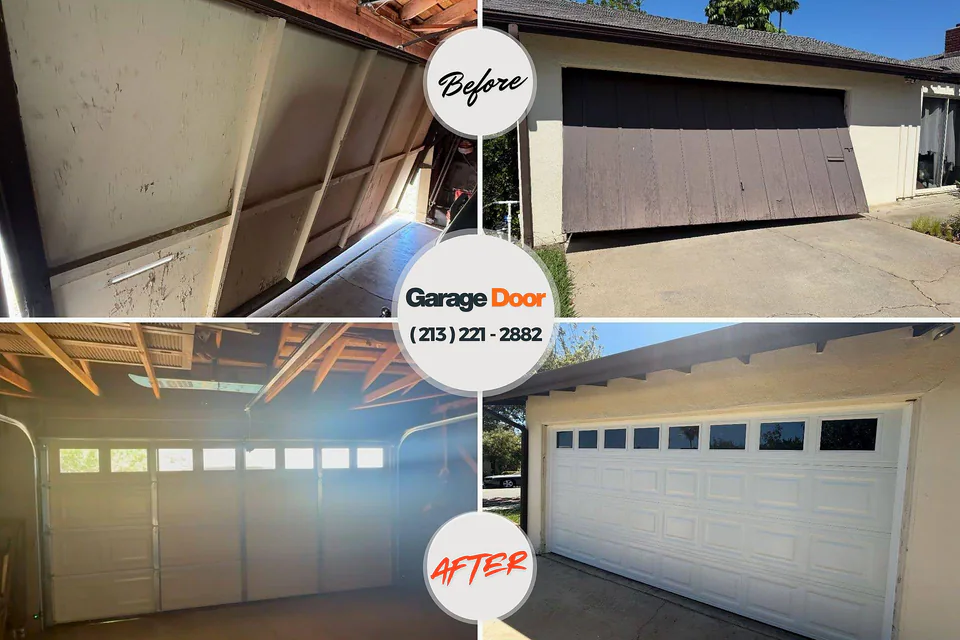 Before and after: garage door repair Crompond, NY